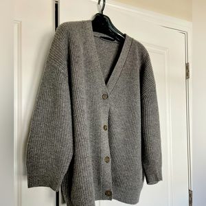 Heather grey Jennifer Kayne cashmere cardigan in medium. Excellent condition